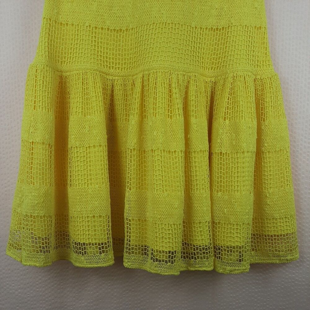 Sandra Darren Women Yellow Sleeveless Stretch Crochet Dress Lined Size 10 - Picture 4 of 9